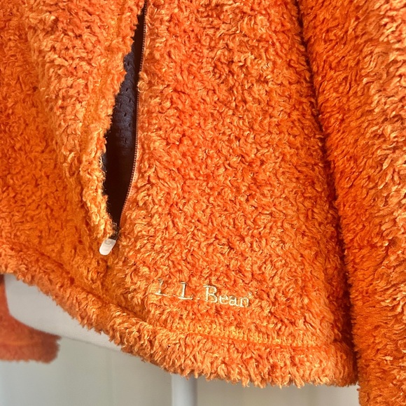 L.L. Bean Orange Polartec Curly Fleece Sherpa Zip Up Jacket - Picture 4 of 8